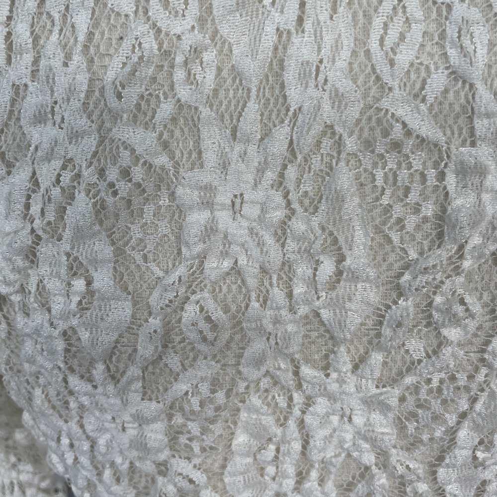 Mystree Vintage Henley Cream lace dress Sheer Button Front Bell Sleeve Small - Picture 3 of 8